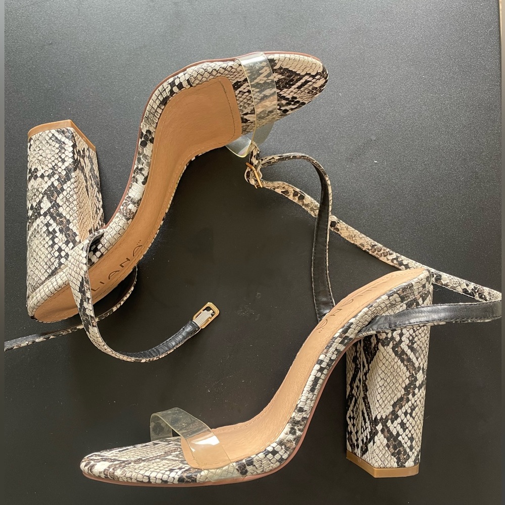 Snakeskin Print Chunky Heel